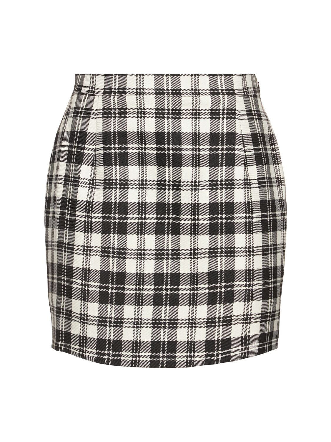 Pleated Wool Tartan Mini Skirt W/buckles