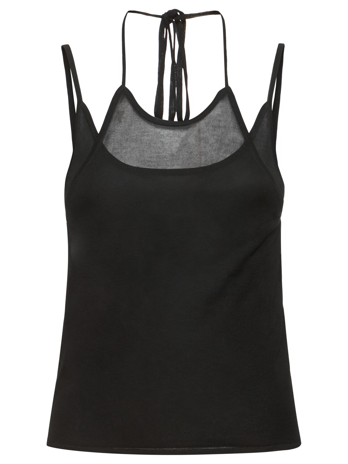 St.agni Layered Knit Halter Tank Top In Black