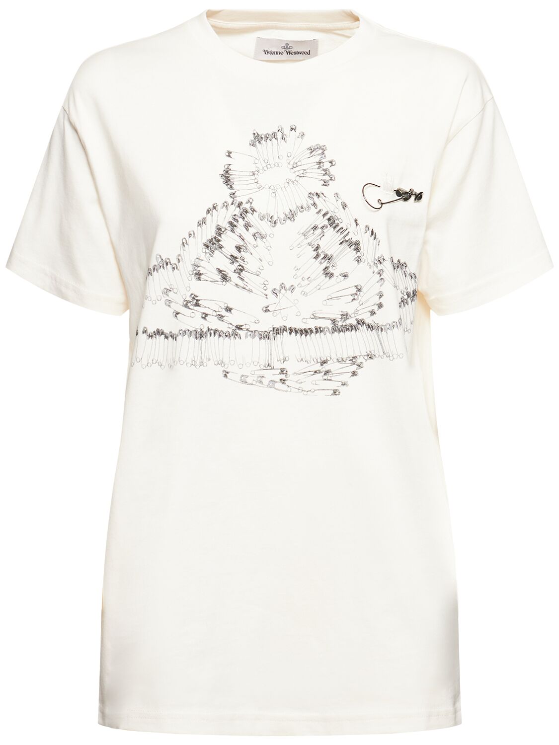 Shop Vivienne Westwood Safety Pin Orb Classic Jersey T-shirt In White