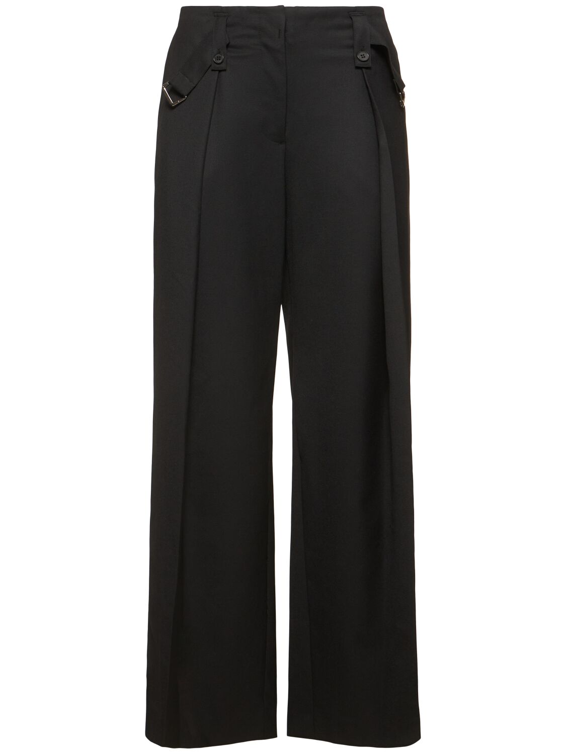 Low Classic Belt Loop Point Wide Leg Pants In Black