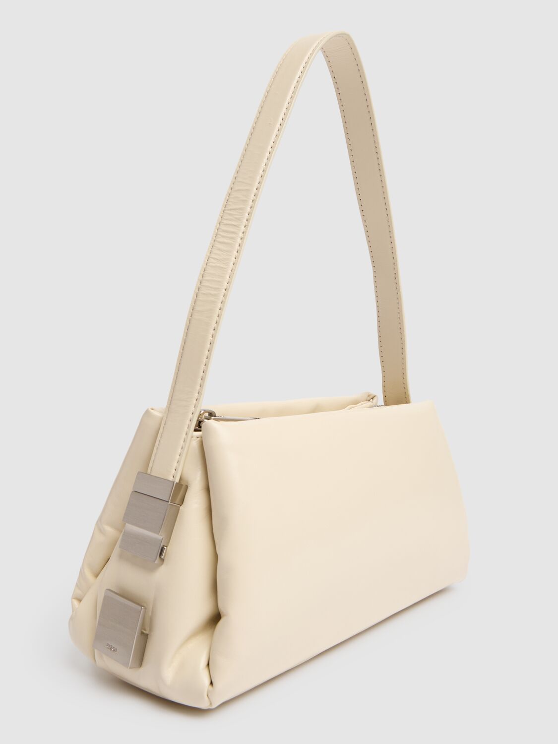 Shop Osoi Mini Pillow Bow Leather Shoulder Bag In Cream