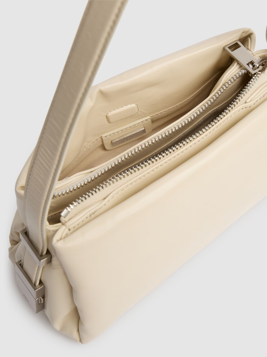 Shop Osoi Mini Pillow Bow Leather Shoulder Bag In Cream