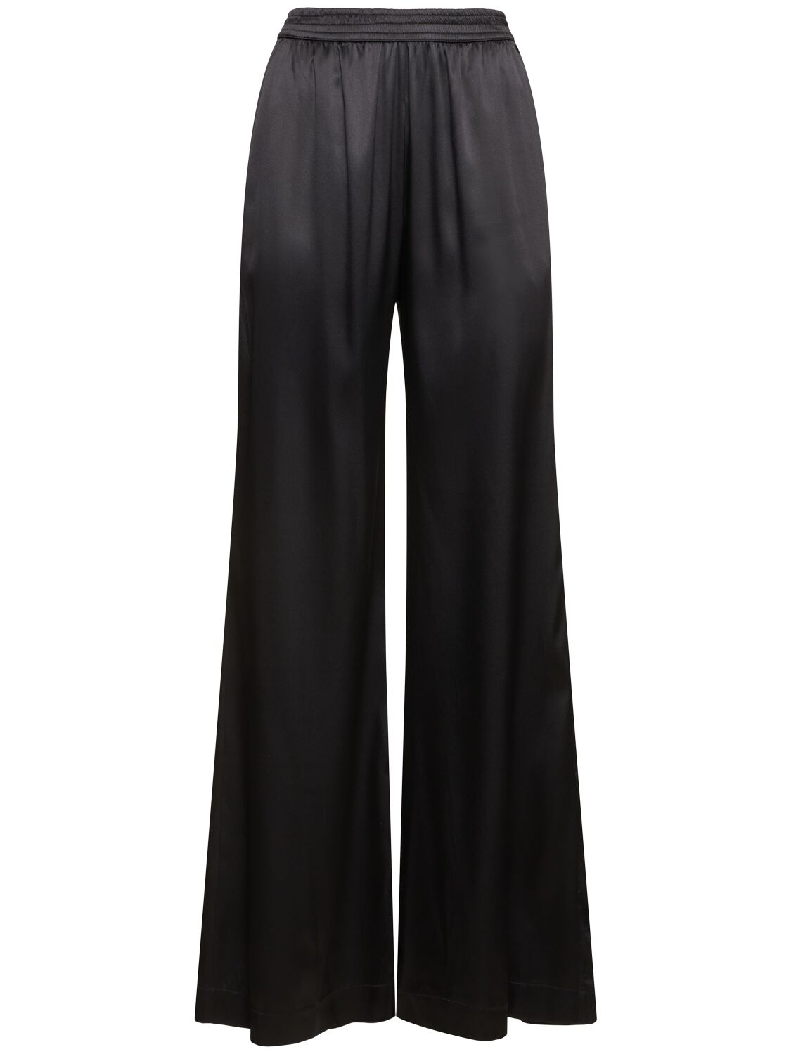 Ermanno Scervino Silk Blend Elastic Waist Wide Pants In Black