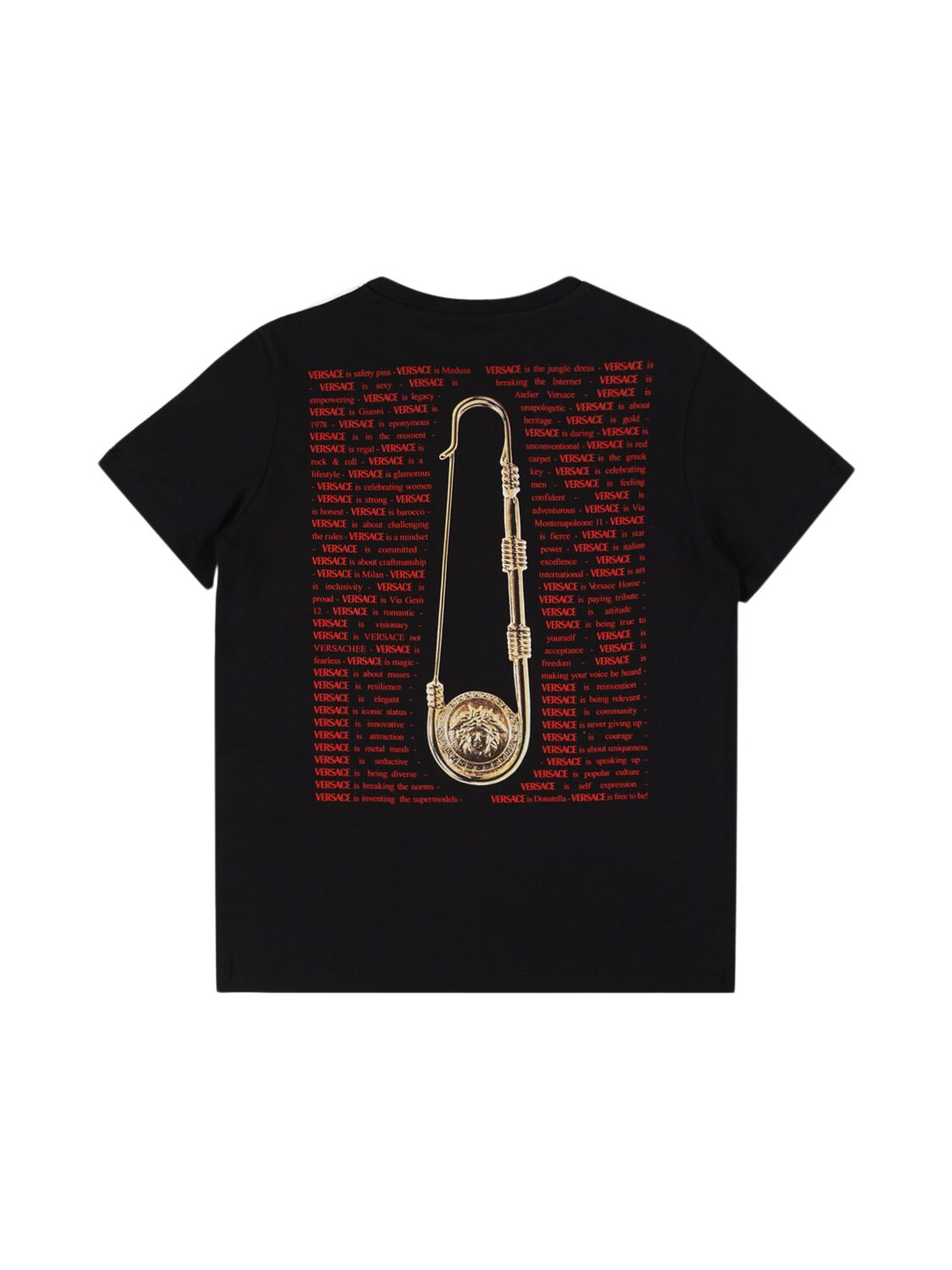 Versace Printed Logo Cotton Jersey T-shirt In White/black