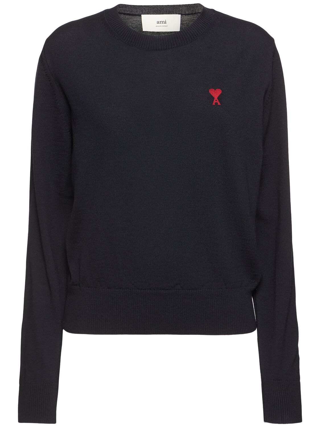 Ami Alexandre Mattiussi Red Adc Wool Crewneck Sweater In Black