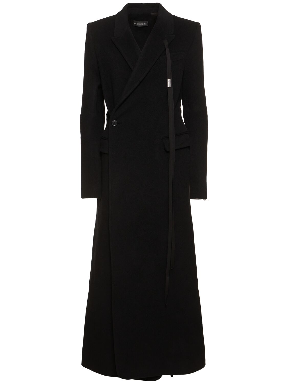 Ann Demeulemeester Eleni Wool Felt Long Coat In Black