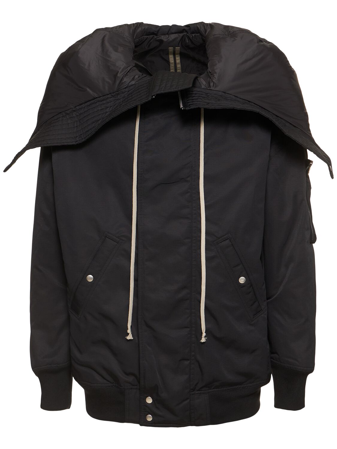 Rick Owens Drkshdw Hooded Nylon Bomber Jacket In Black