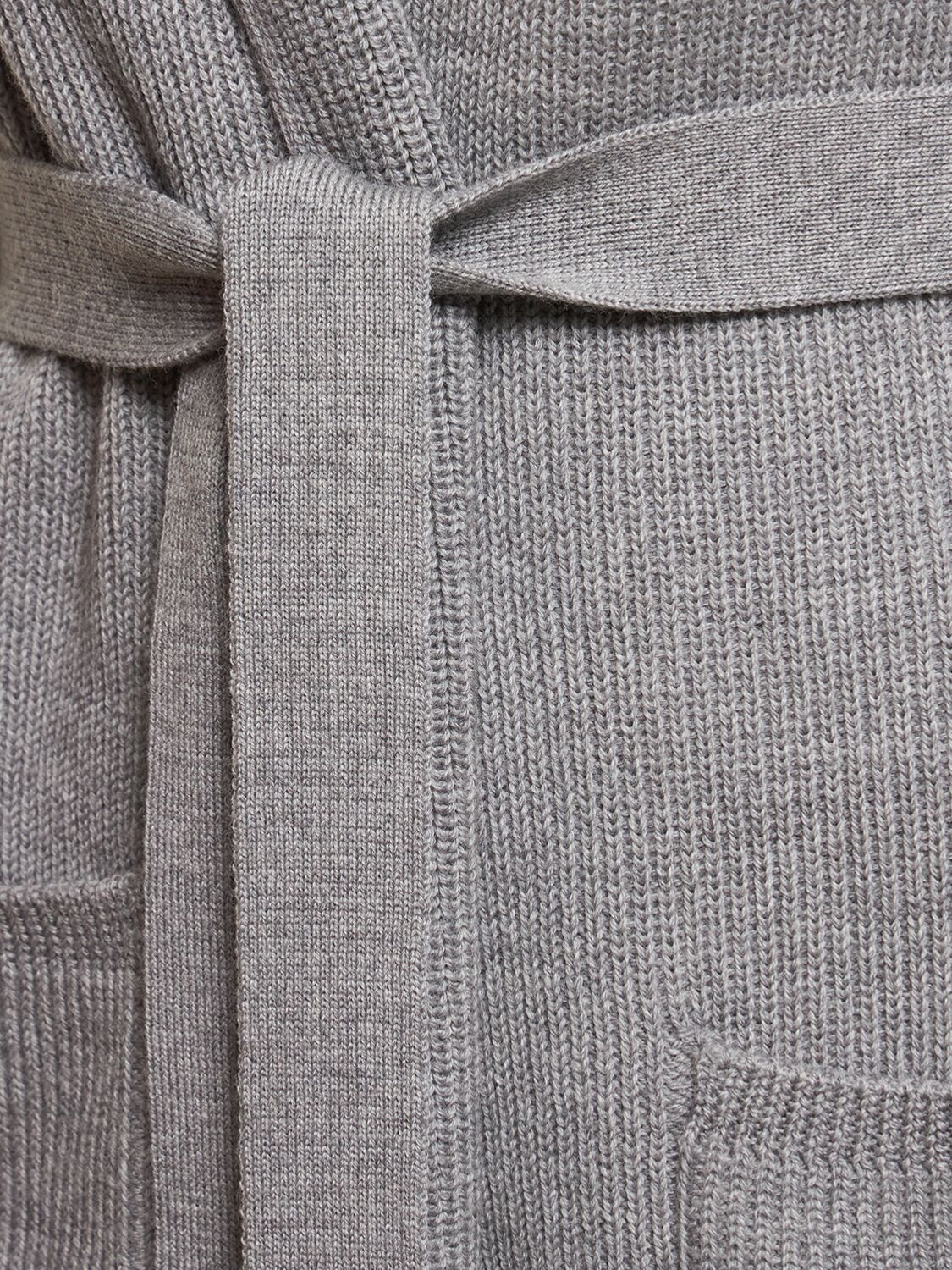 Shop Max Mara Finezza Belted Wool Knit Short Coat In Grey