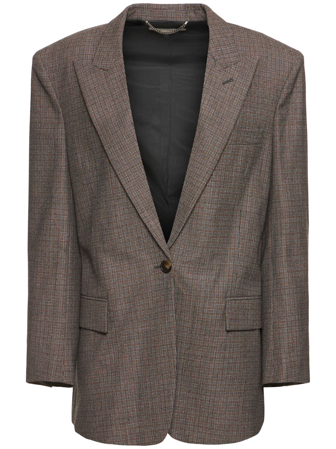 Shop Stella Mccartney Oversized Single Breasted Wool Blazer In Camel/grey