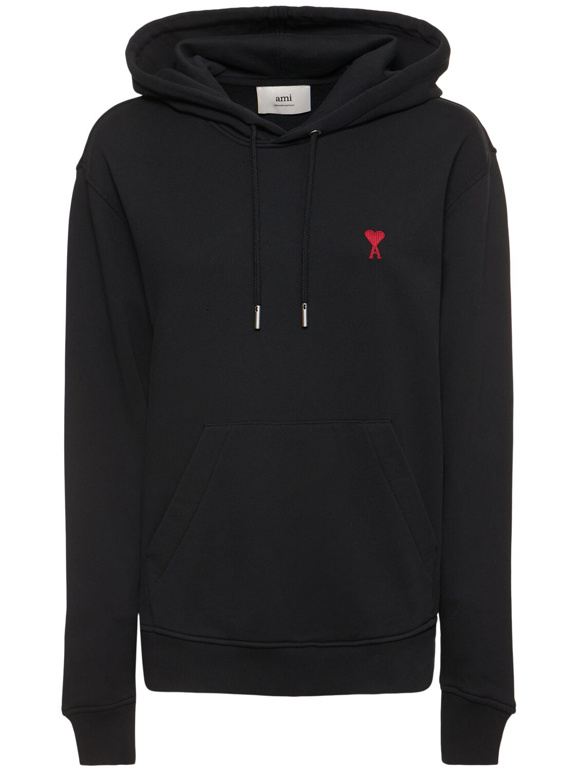 Shop Ami Alexandre Mattiussi Ami De Coeur Cotton Logo Hoodie In Black