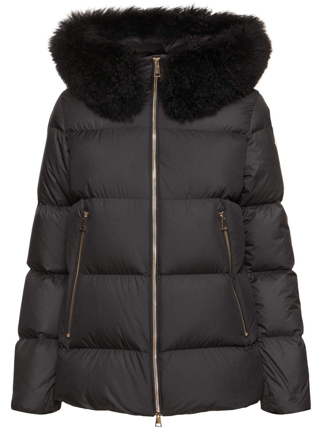 Moncler Laichefur Nylon Down Jacket In Black