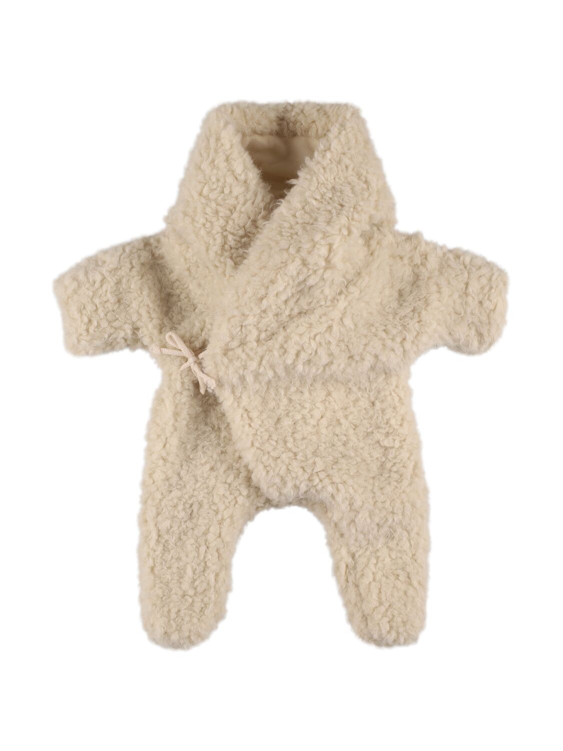 1+ In The Family Faux Fur Teddy Hooded Romper In White