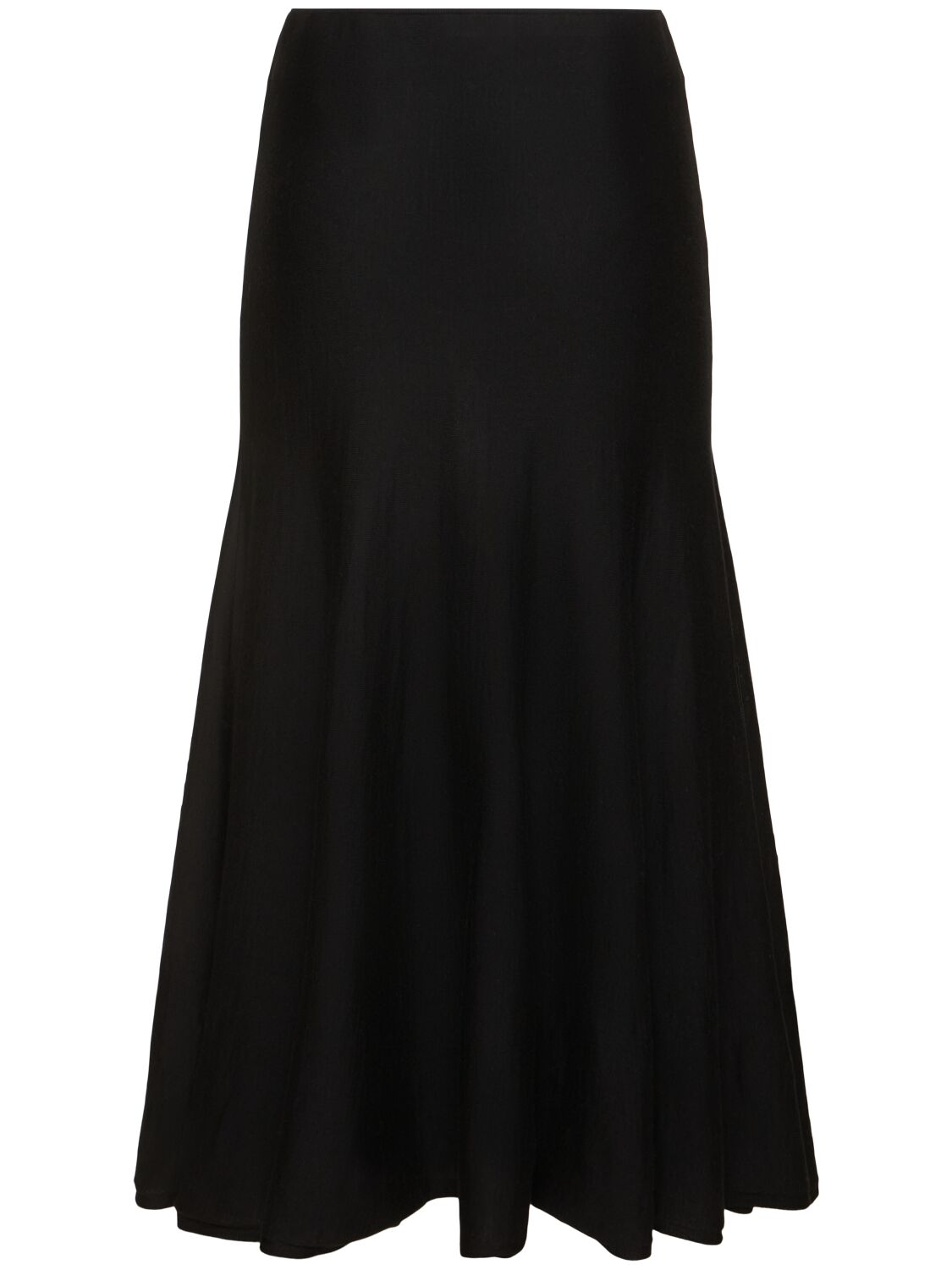 Shop Khaite Mayu Knitted Wool Blend Midi Skirt In Black