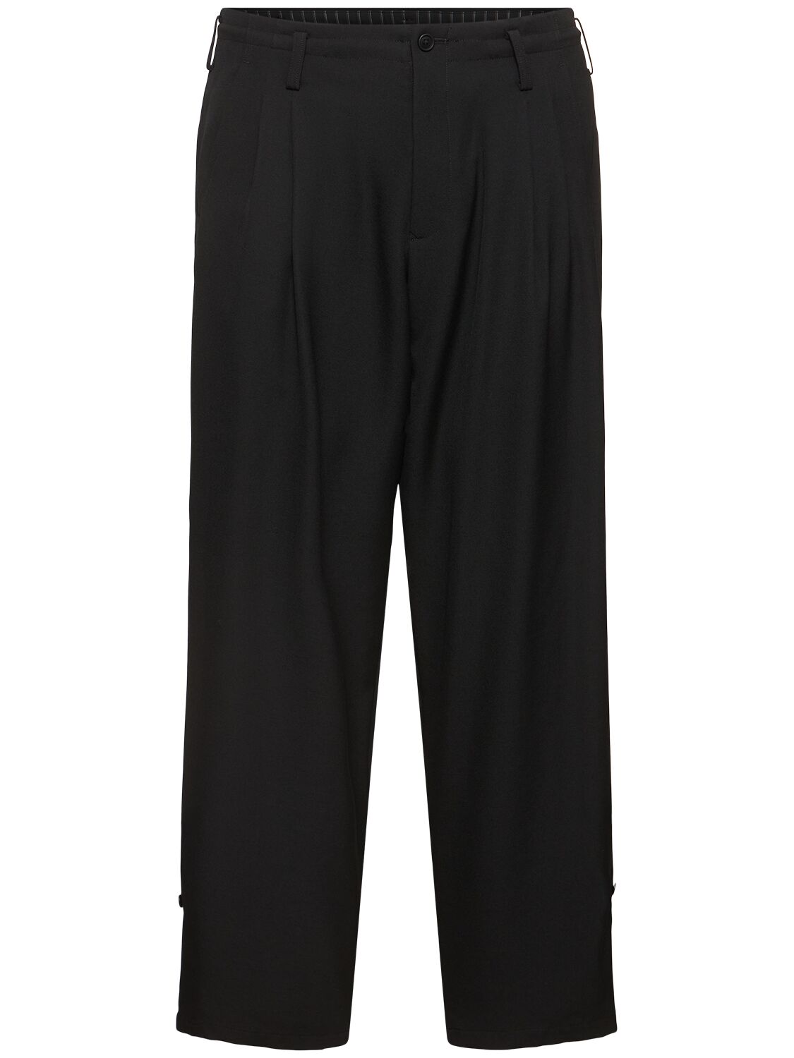 Yohji Yamamoto U-double Stitch Elastic Wool Pants In Black