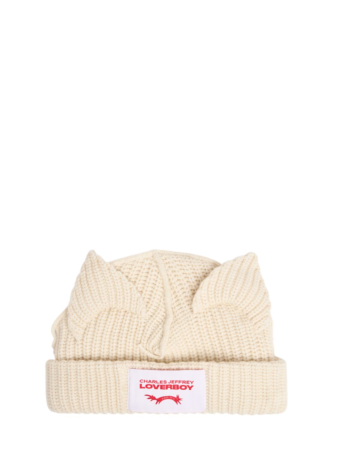 Charles Jeffrey Loverboy Chunky Ears Wool Blend Beanie In White