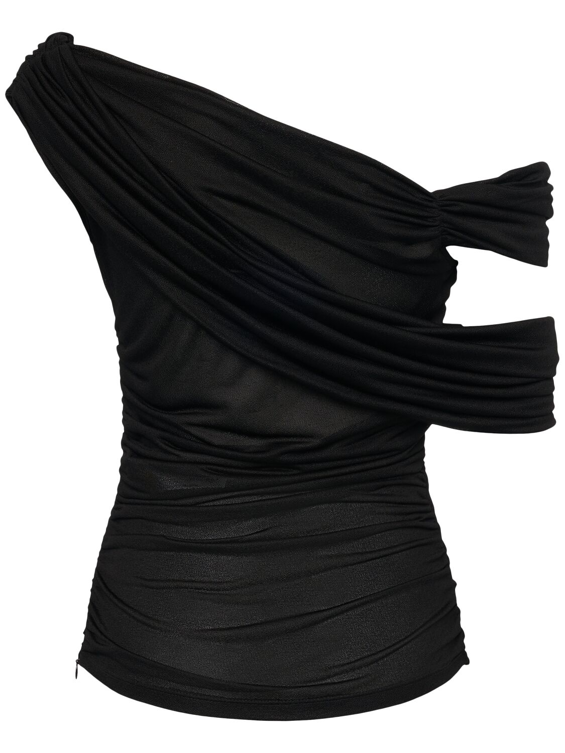 Blumarine Black Jersey Sablé Blouse In Black