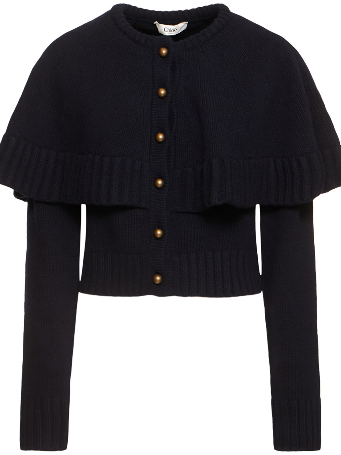 CHLOÉ Wool & Cashmere Knit Cape Cardigan