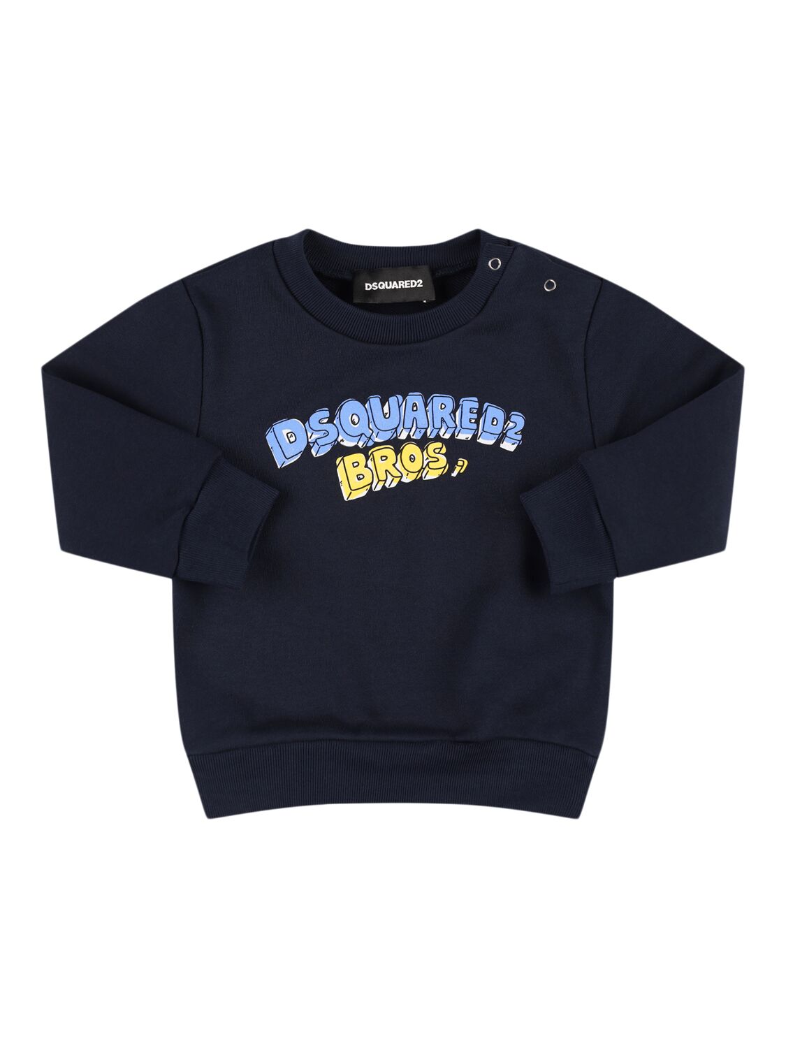 Dsquared2 Printed Cotton Crewneck Sweatshirt In Blue