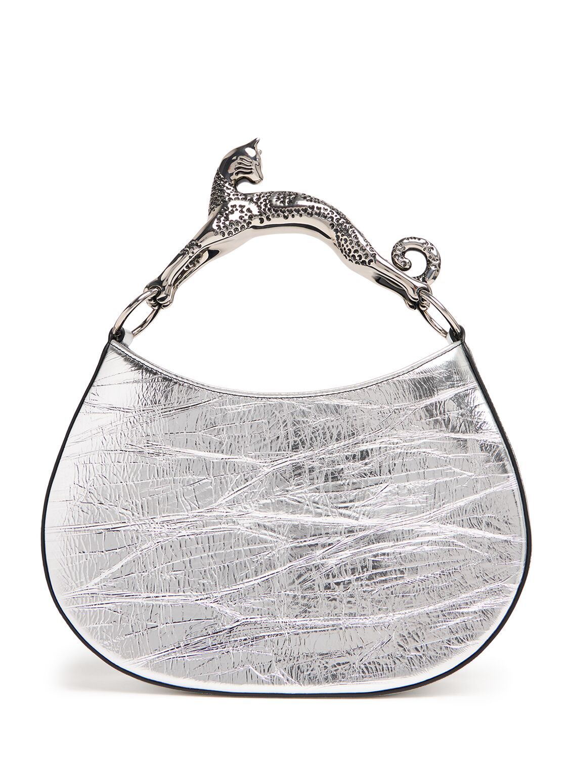 Lanvin Cat Leather Hobo Bag In Silver