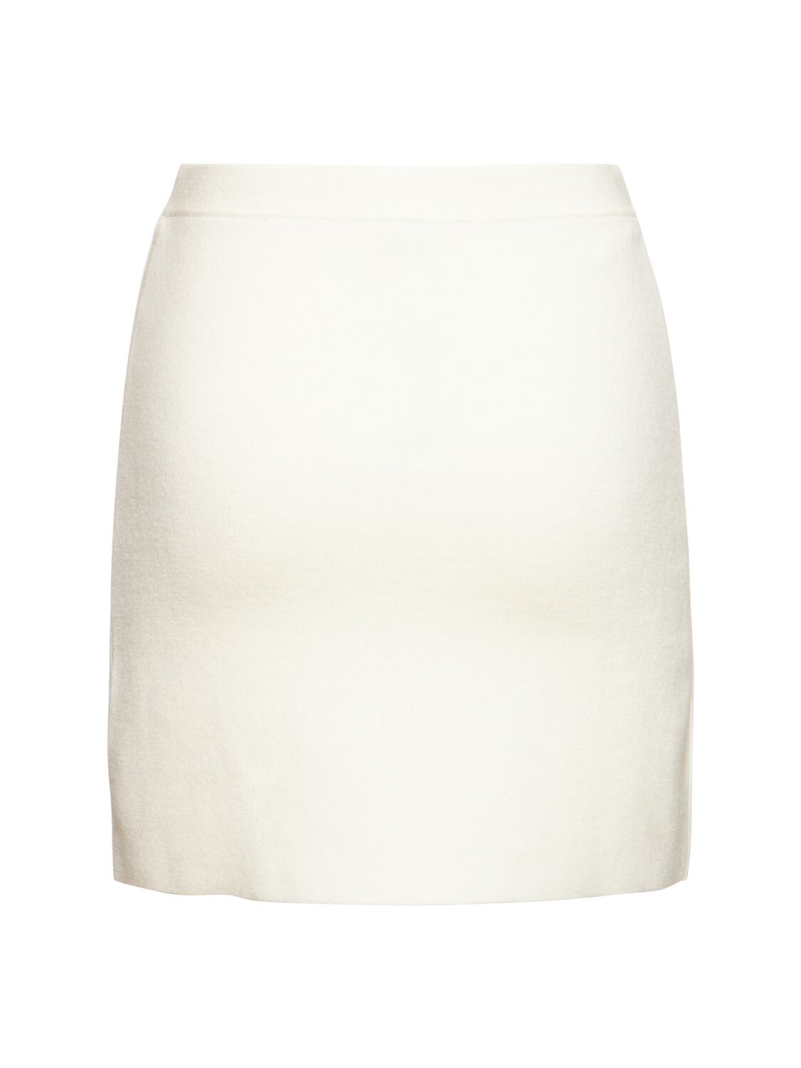 Shop Khaite Darrion Knitted Wool Blend Mini Skirt In White