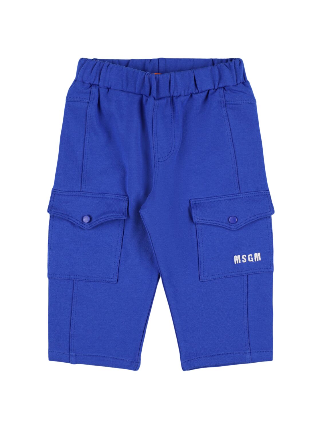 Msgm Cotton Blend Cargo Sweatpants In Blue