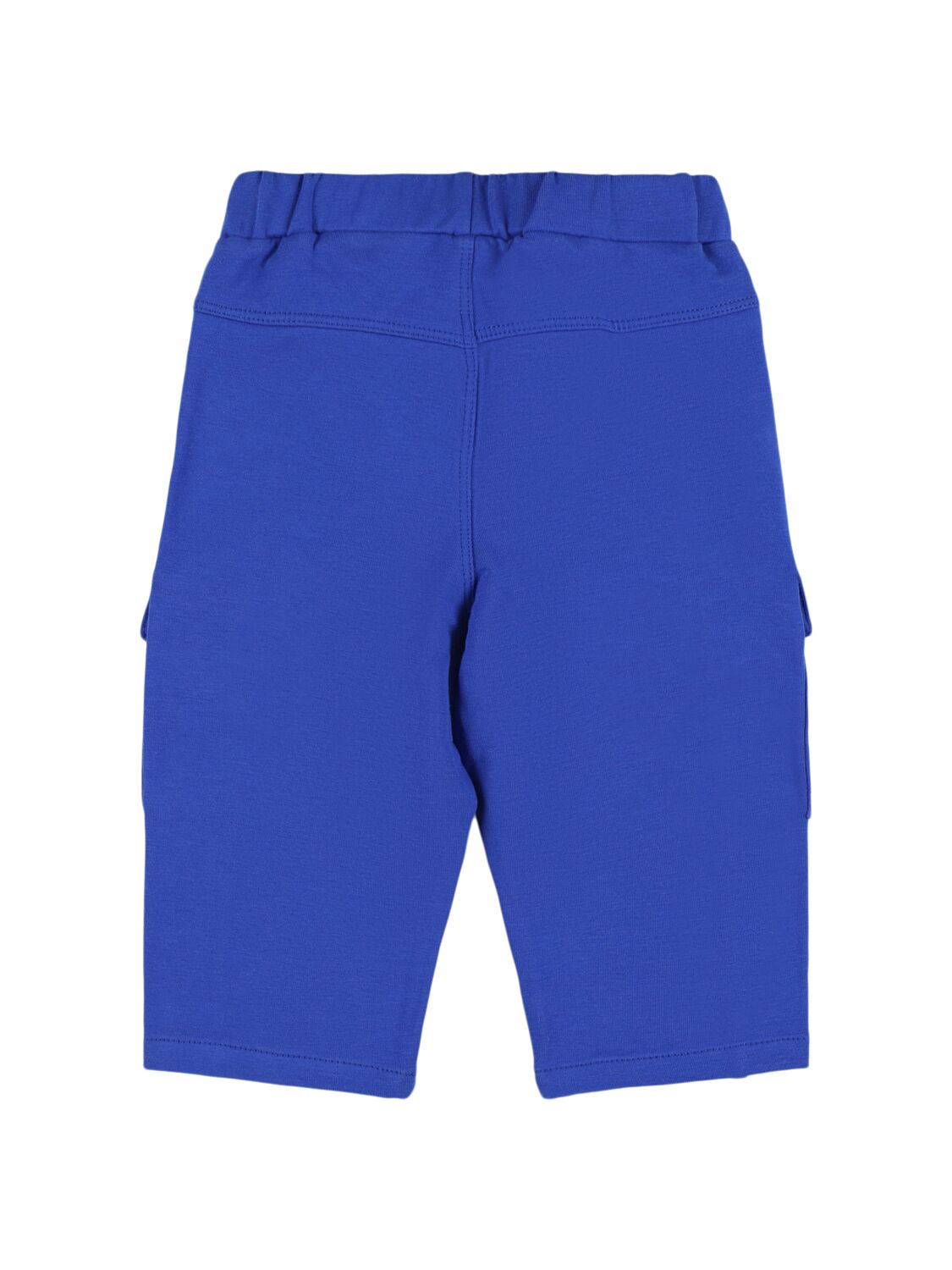 Shop Msgm Cotton Blend Cargo Sweatpants In Blue