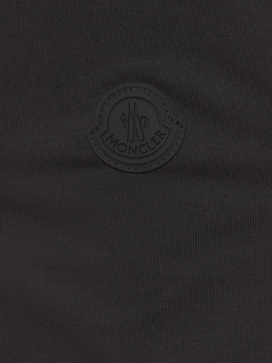 Shop Moncler Logo Cotton T-shirt In Black