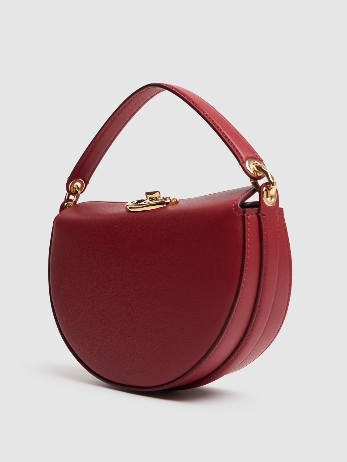 Shop Valentino Mini Vlogo Bold Leather Top Handle Bag In Red V