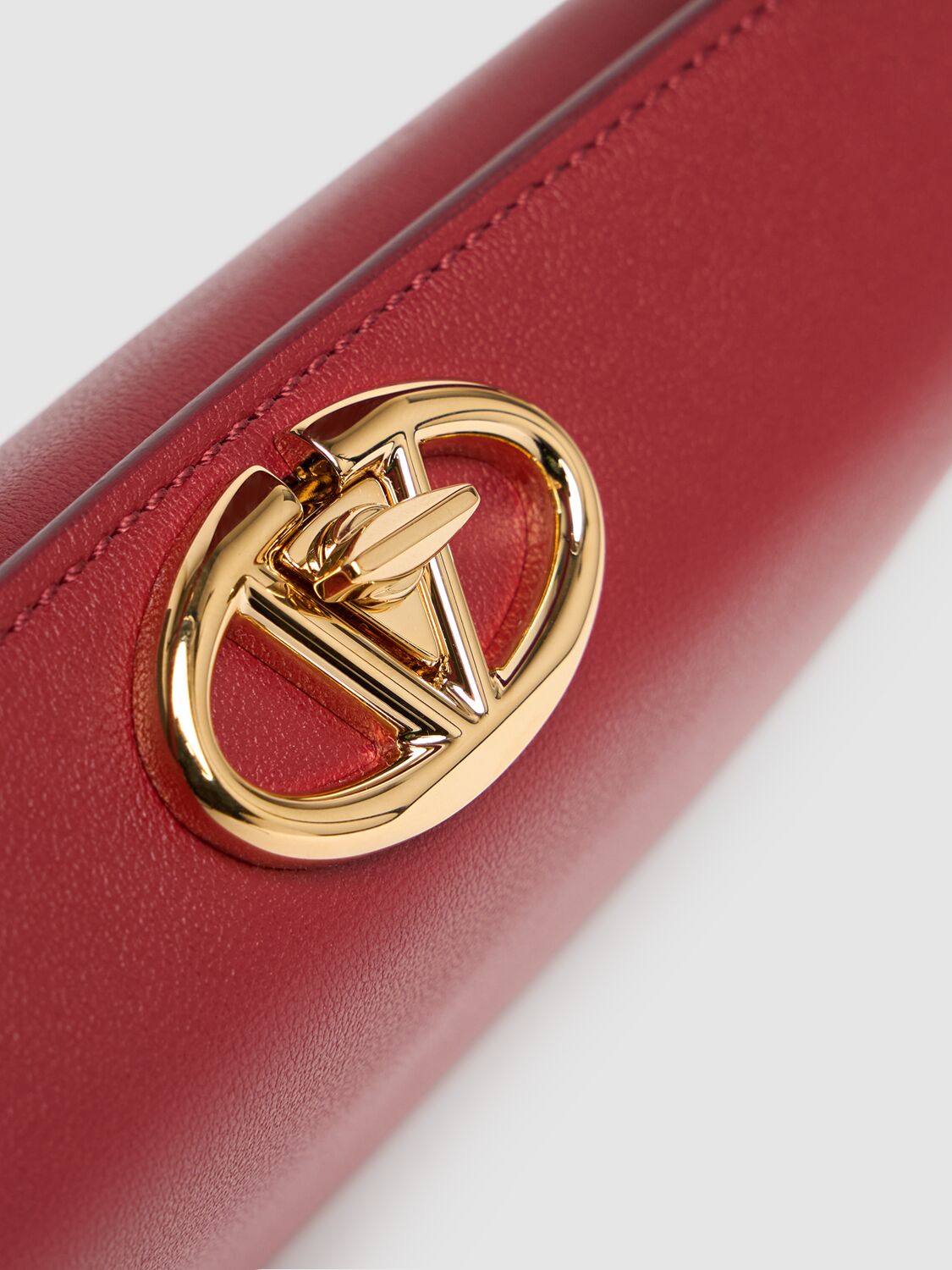 Shop Valentino Mini Vlogo Bold Leather Top Handle Bag In Red V