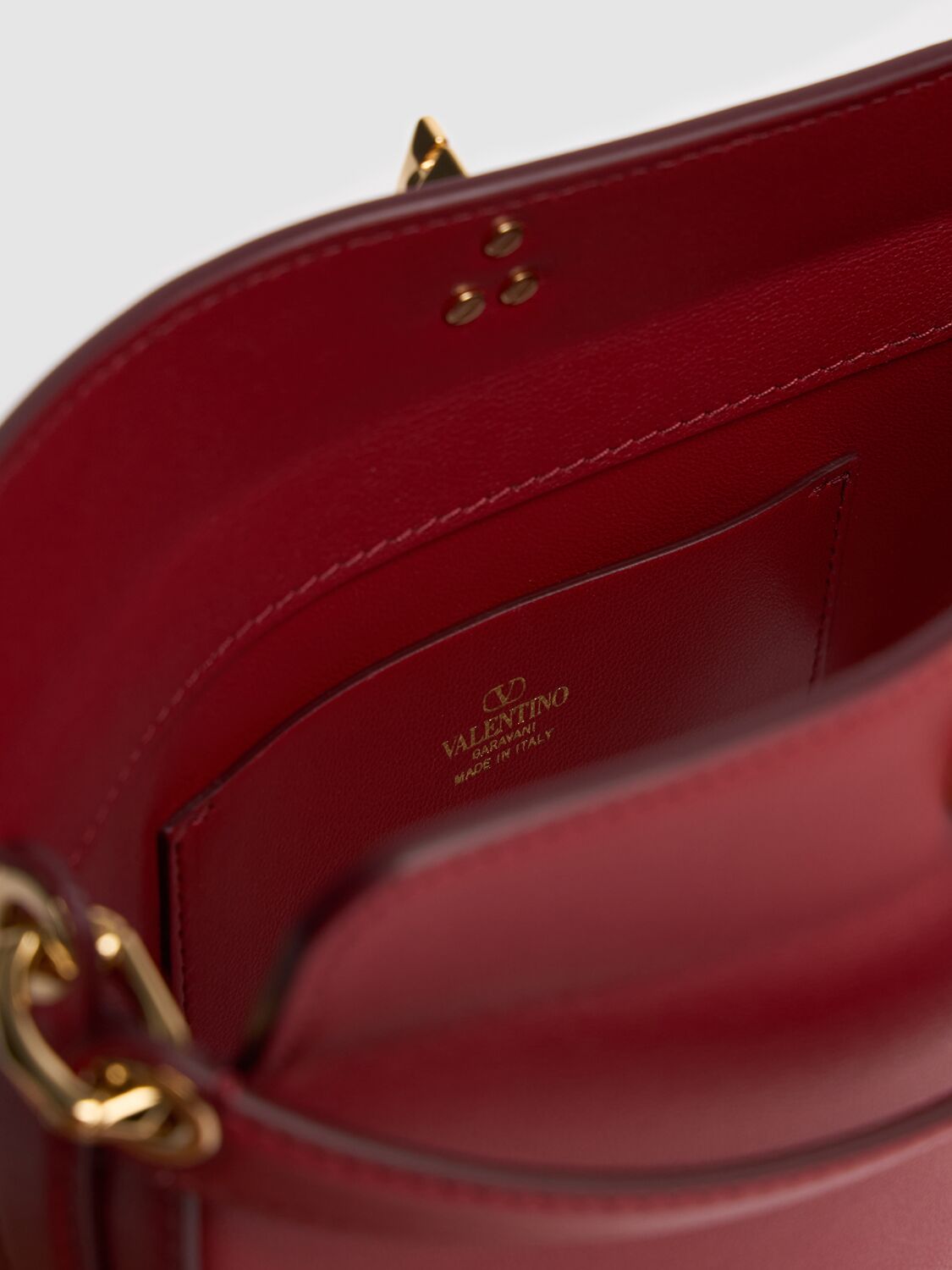 Shop Valentino Mini Vlogo Bold Leather Top Handle Bag In Red V