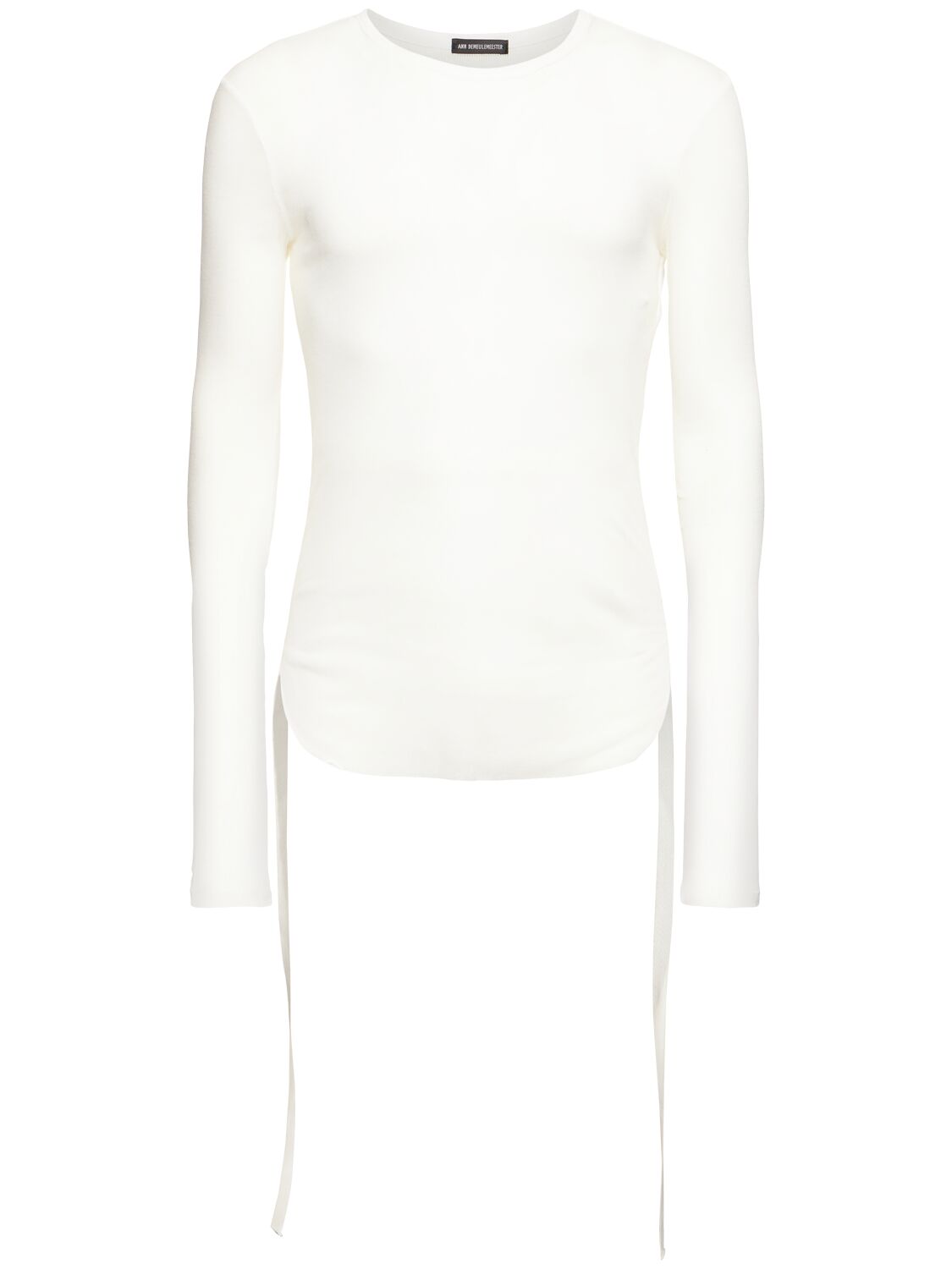 Ann Demeulemeester Brando Wrinkled Cropped Long Sleeve Top In Natural White