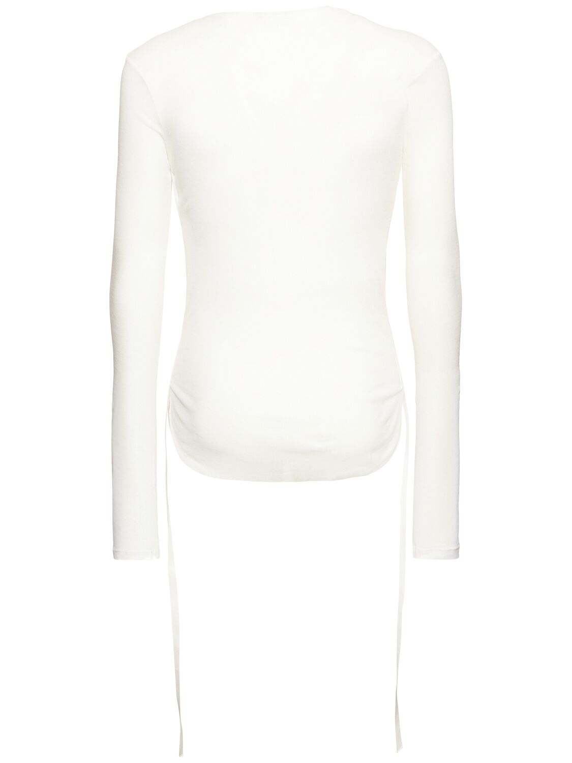 Shop Ann Demeulemeester Brando Wrinkled Cropped Long Sleeve Top In Natural White