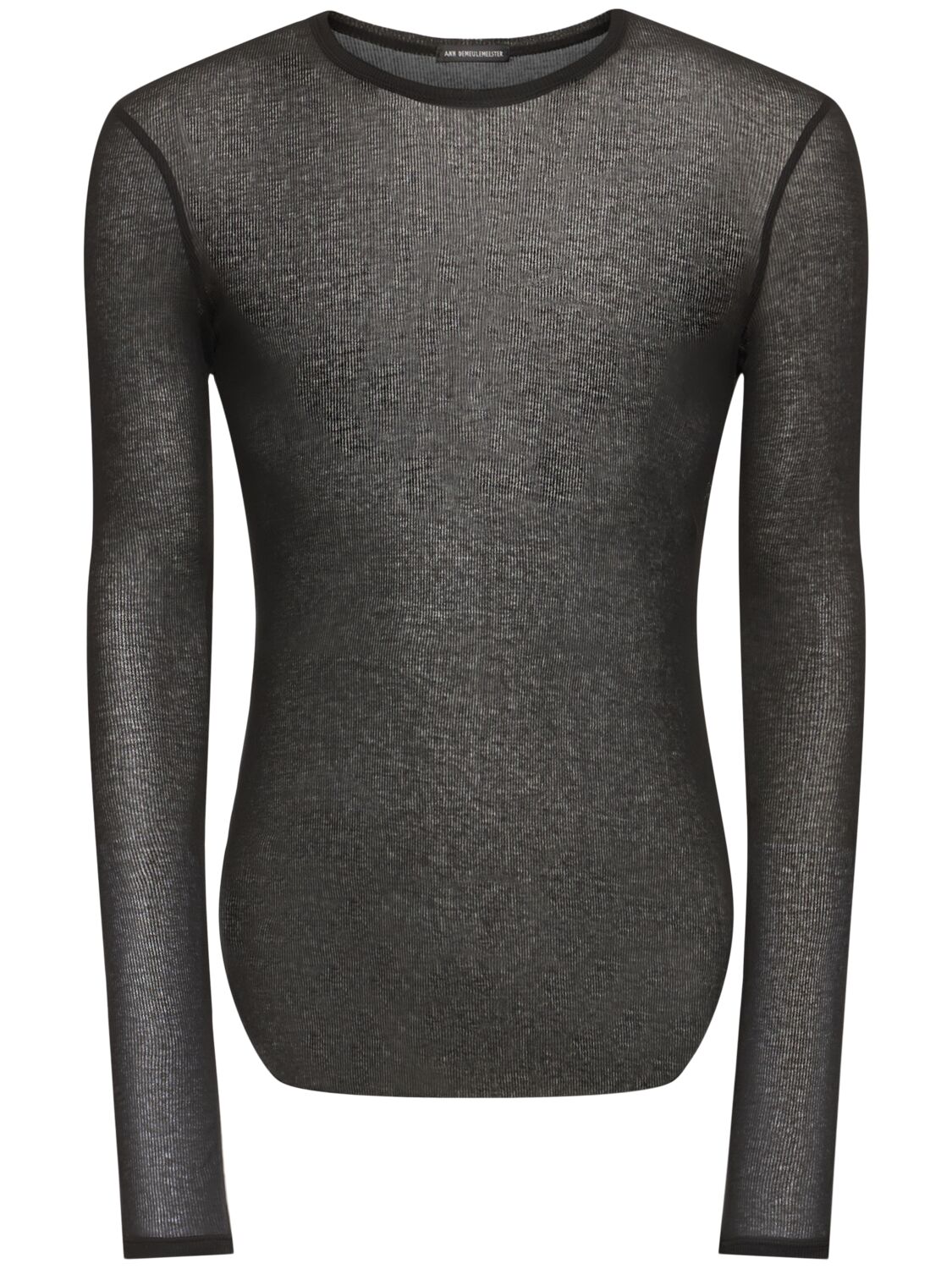 Ann Demeulemeester Brando Wrinkled Cropped Long Sleeve Top In Black