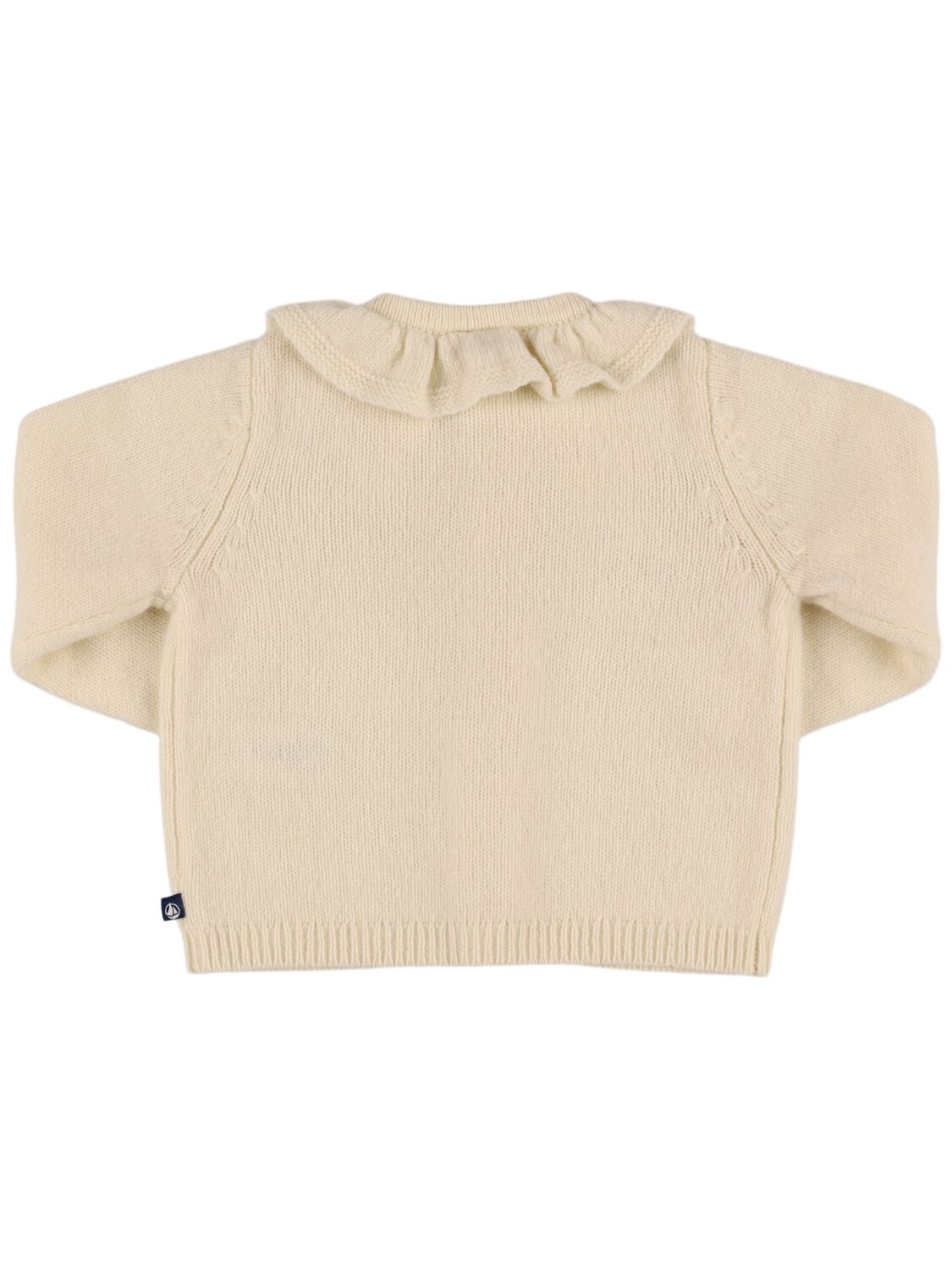 Shop Petit Bateau Wool Blend Tricot Knit Cardigan In Beige