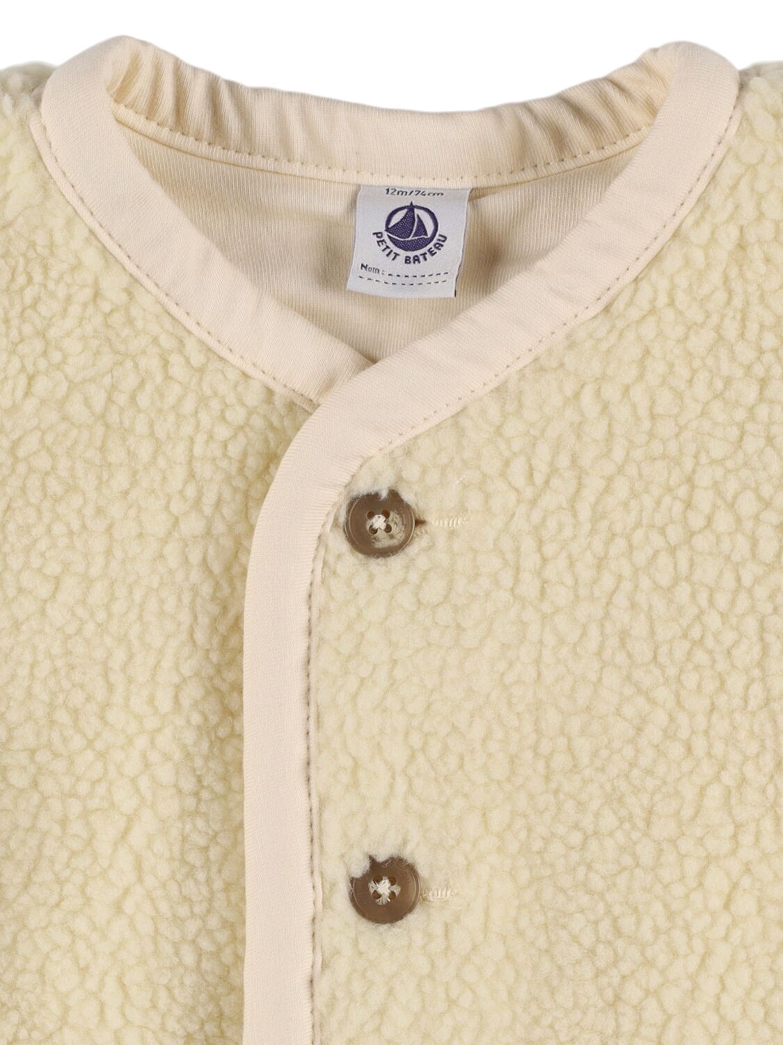 Shop Petit Bateau Poly Teddy Jacket In Beige