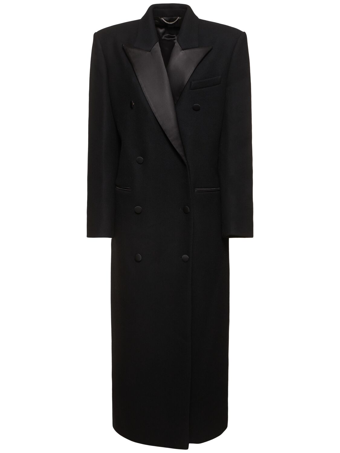 Magda Butrym Wool Gabardine Double Breast Long Coat In Black