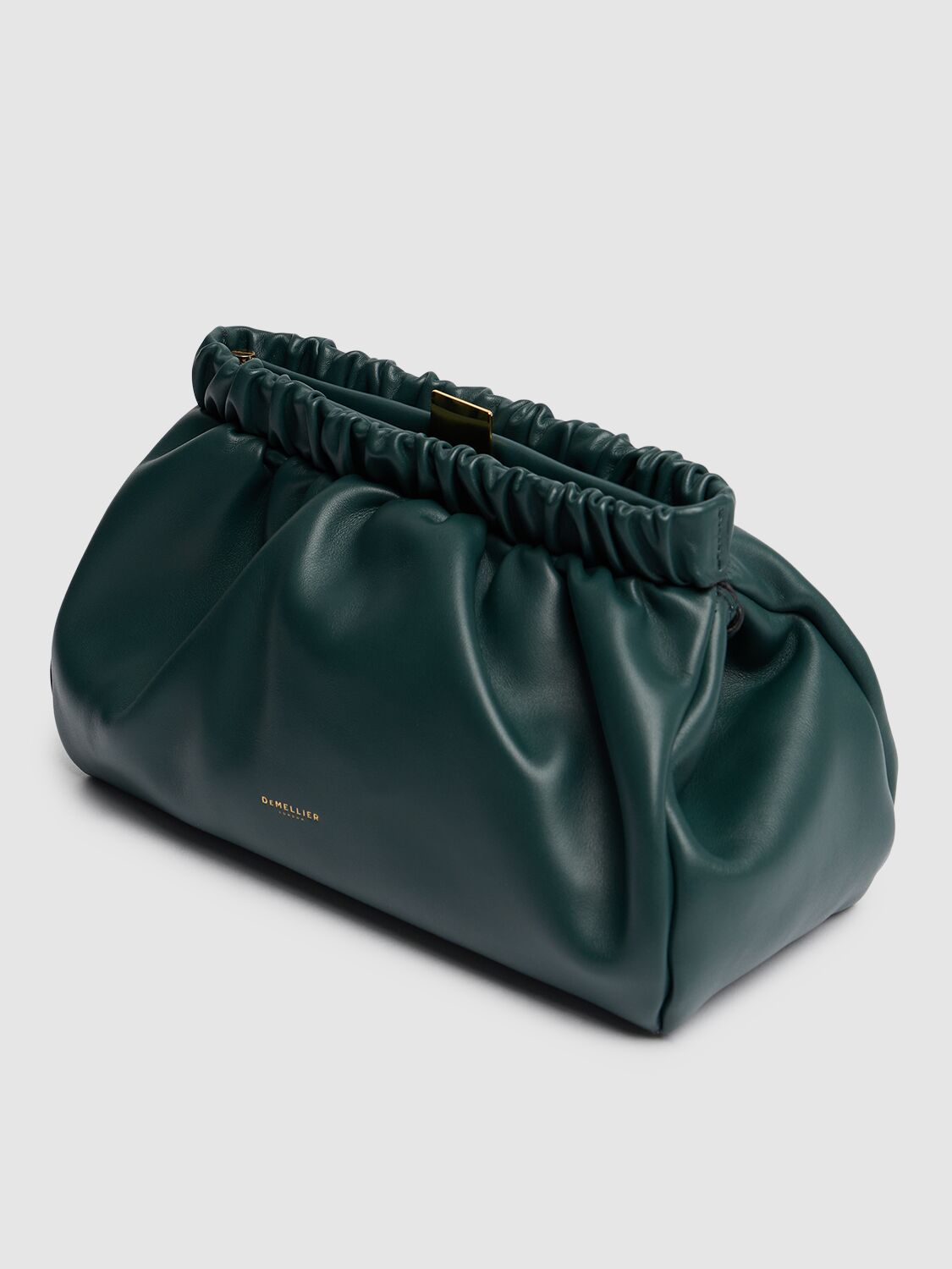 Shop Demellier Miami Smooth Leather Clutch In Forest Green