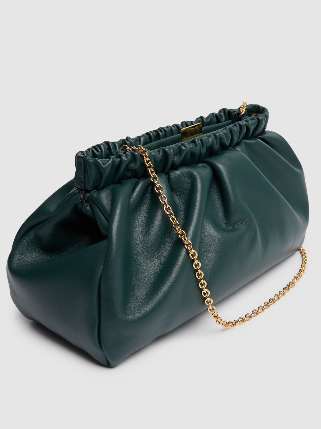 Shop Demellier Miami Smooth Leather Clutch In Forest Green