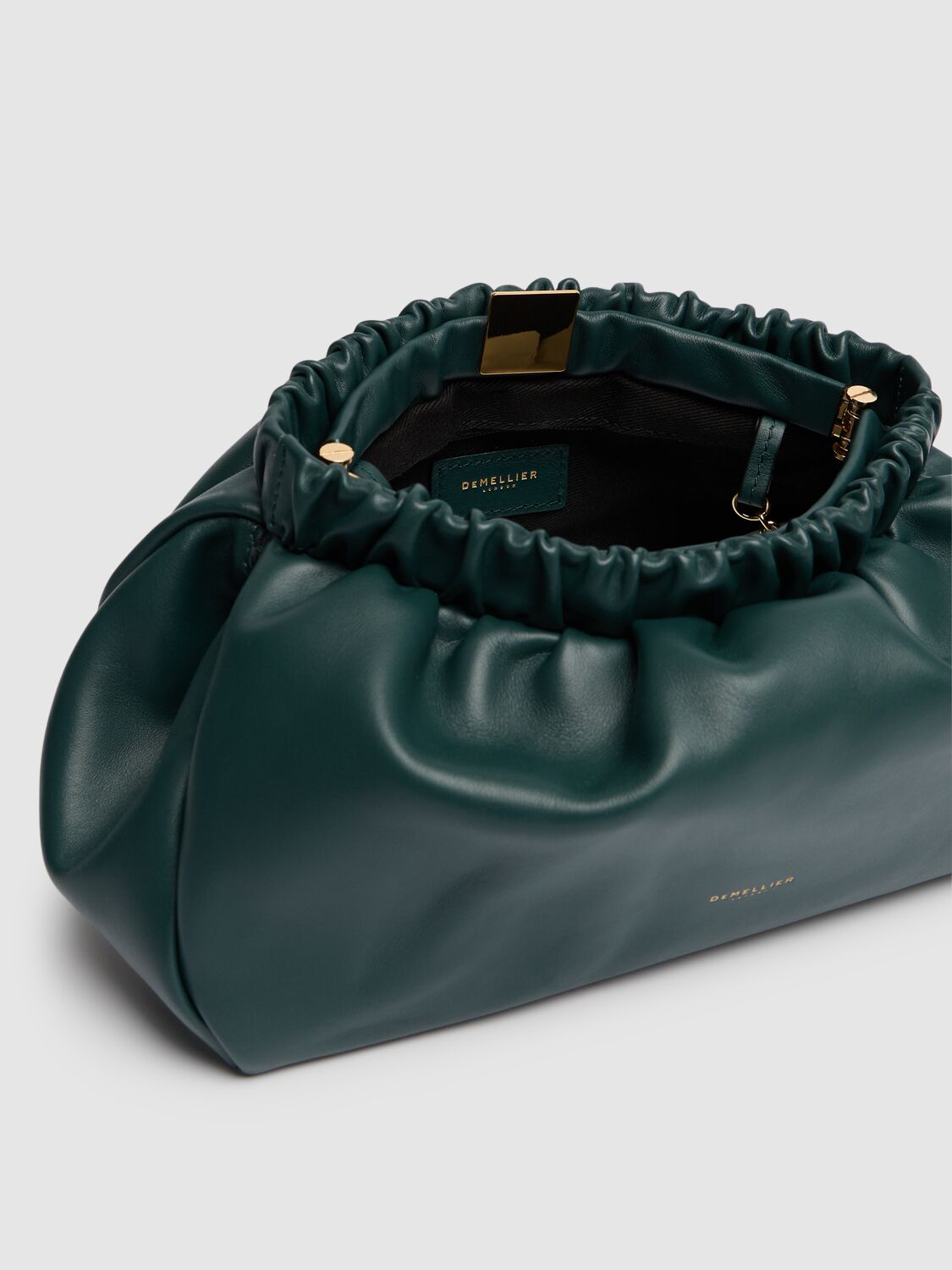 Shop Demellier Miami Smooth Leather Clutch In Forest Green