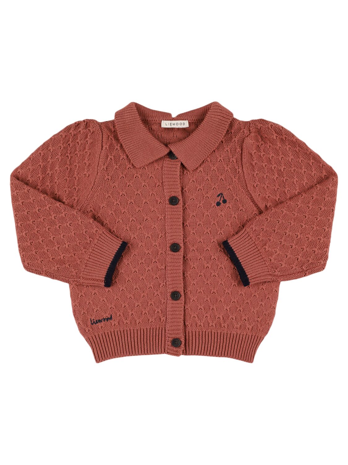 Liewood Wool & Cotton Knit Cardigan In Brown