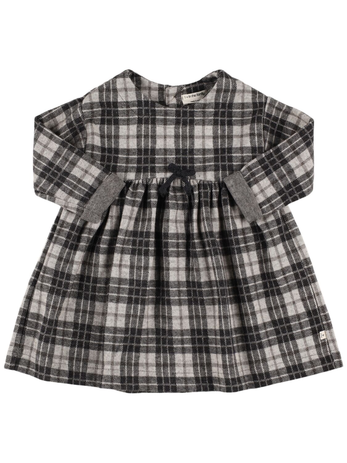 1+ In The Family Kids' Check Print Cotton Blend Dress In Dark Grey