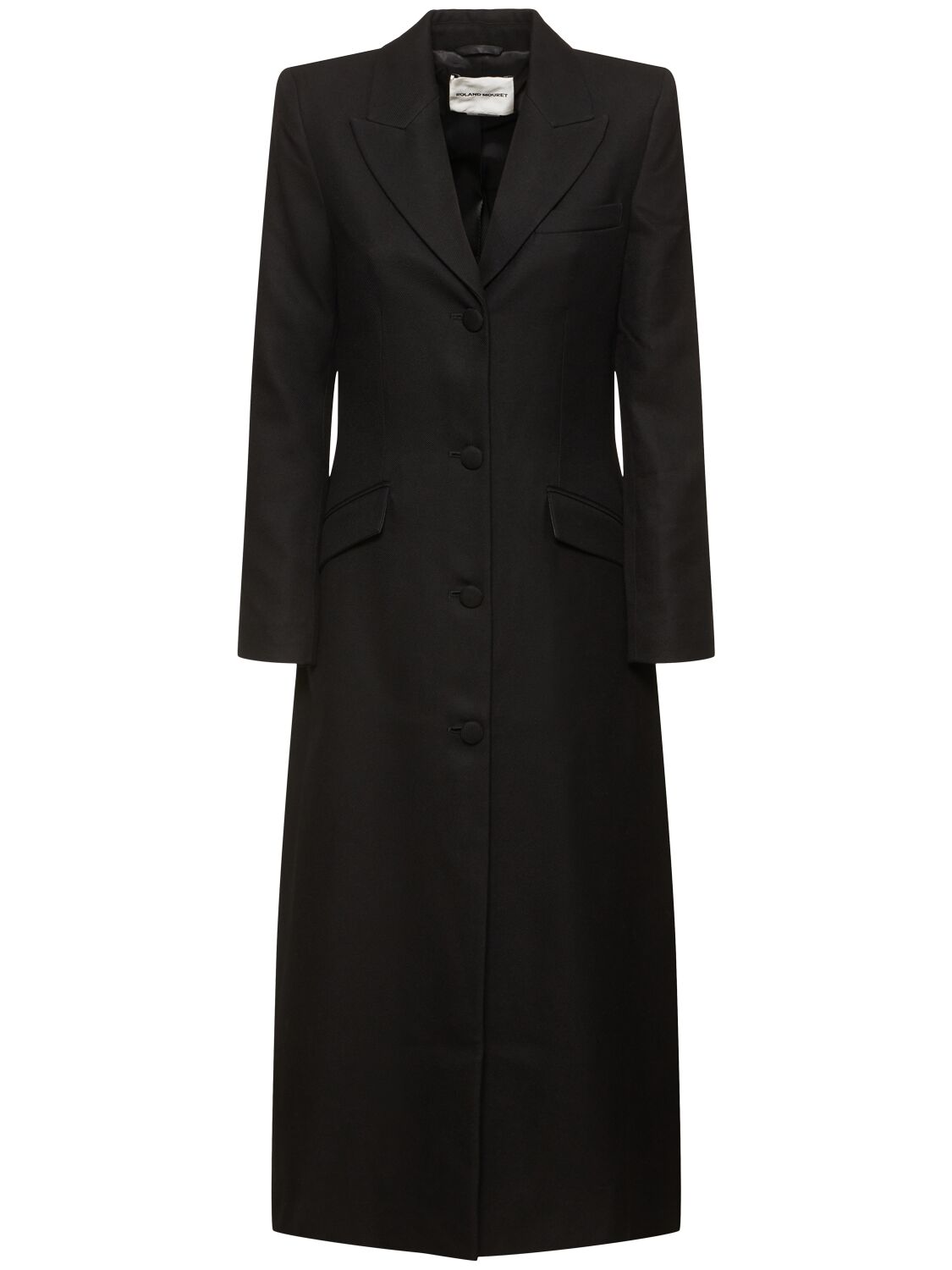 Roland Mouret Tailored Wool Blend Twill Long Coat In Black