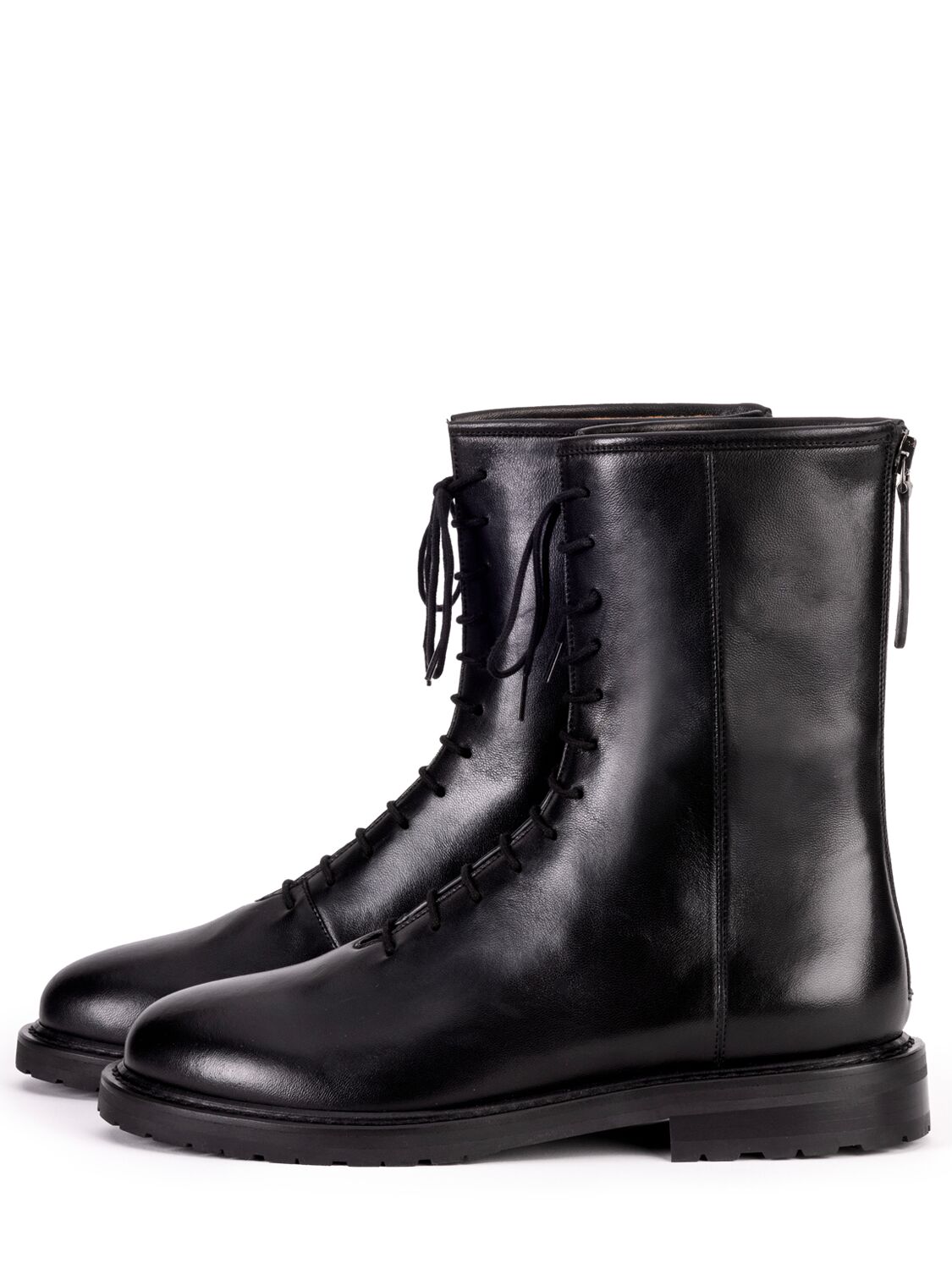 Shop Legres 20mm Leather Combat Boots In Black