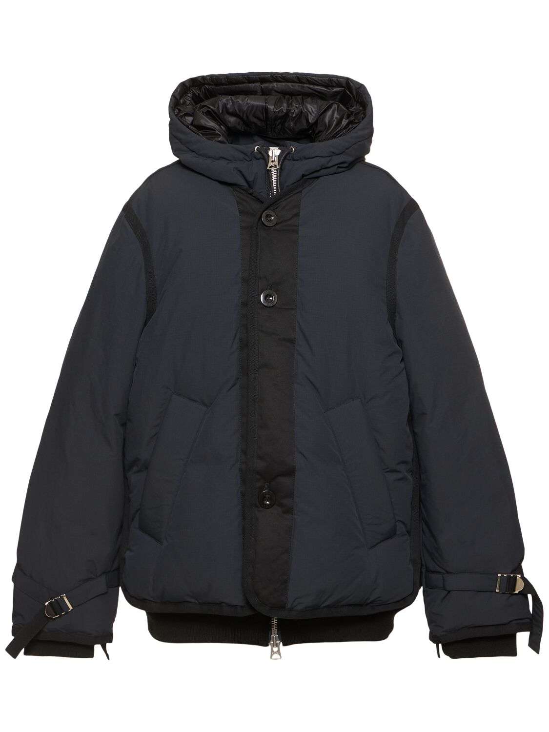 Shop Sacai Rip Stop Padded Down Jacket In Black