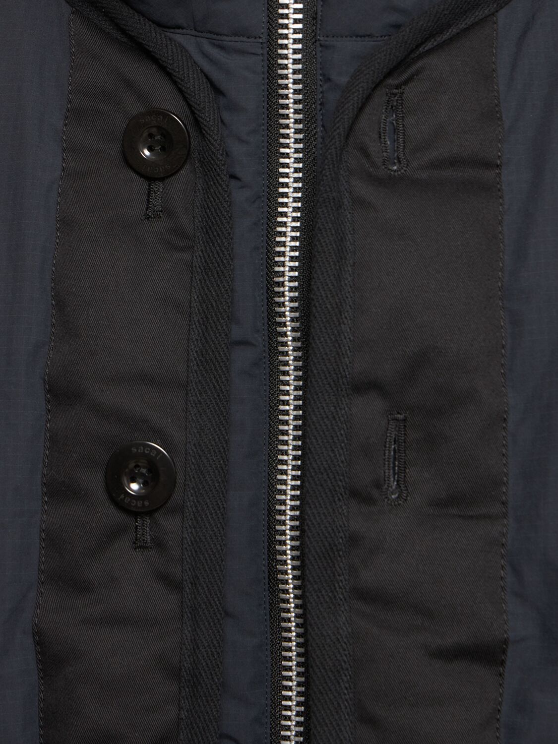 Shop Sacai Rip Stop Padded Down Jacket In Black