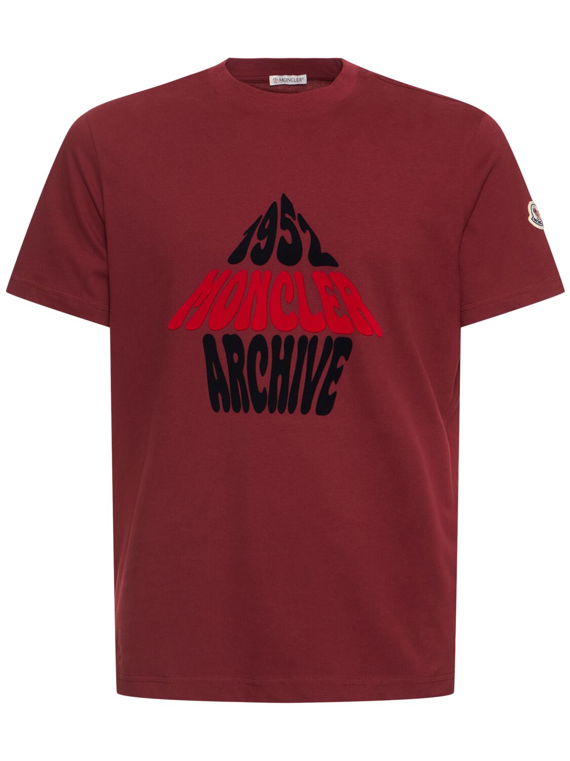 Moncler Emerized Cotton T-shirt In Burgundy