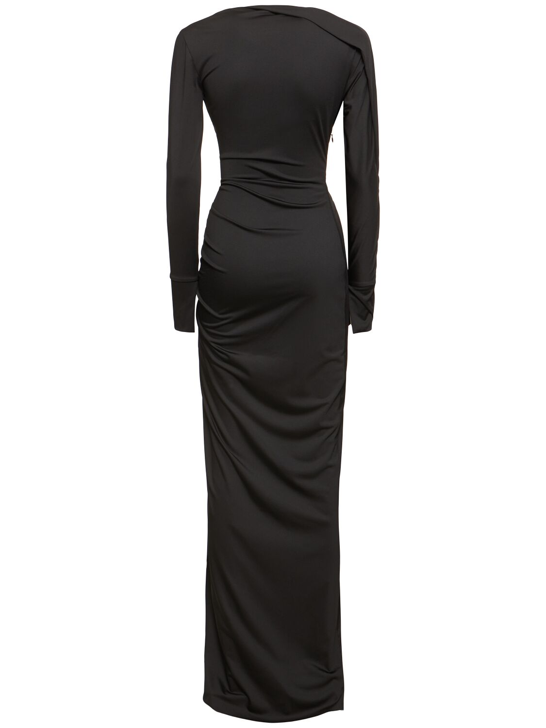 Shop Victoria Beckham Slash-neck Jersey Gown In Black