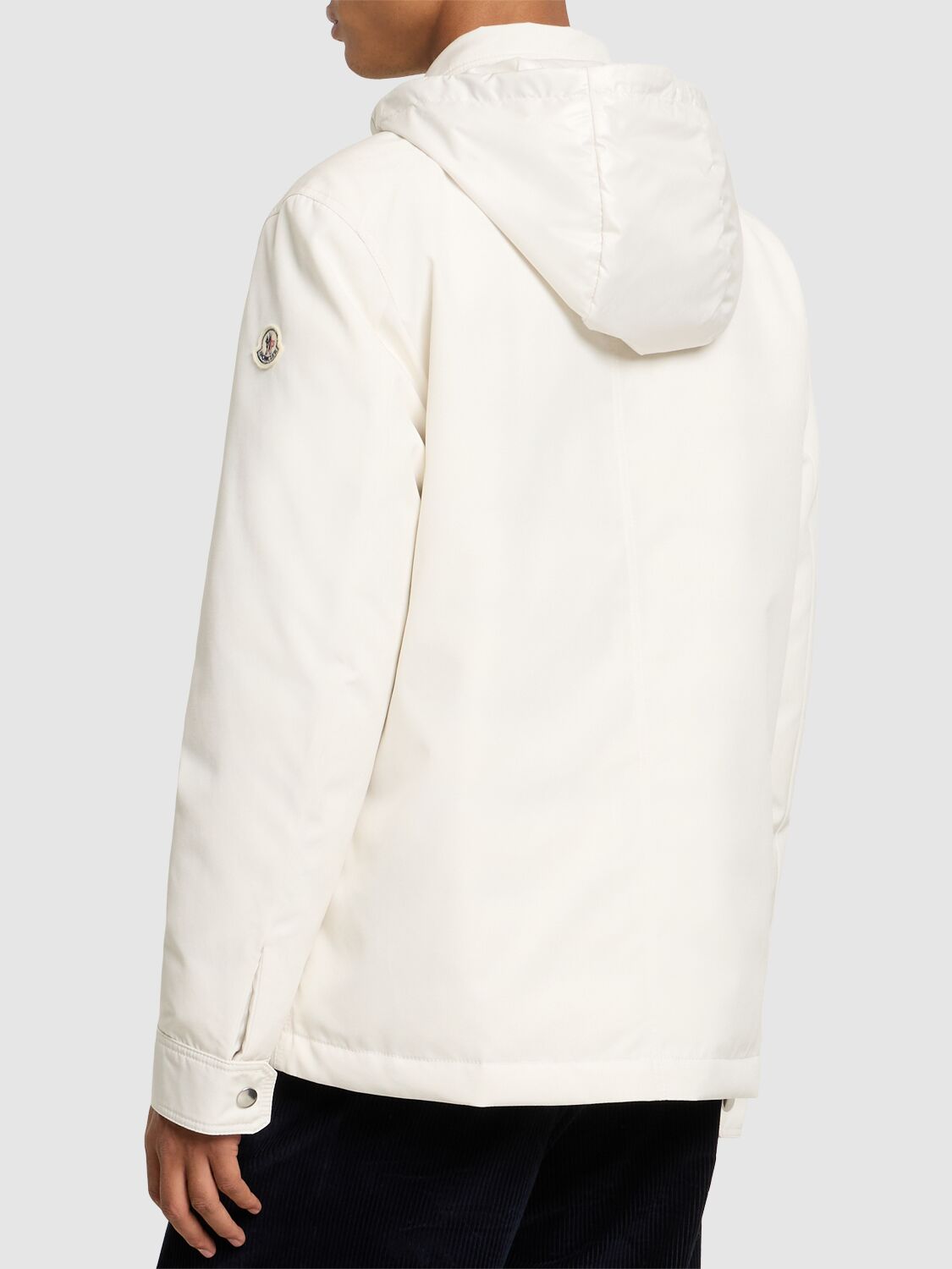 Shop Moncler Buffaure Tech & Cotton Down Jacket In Silk White