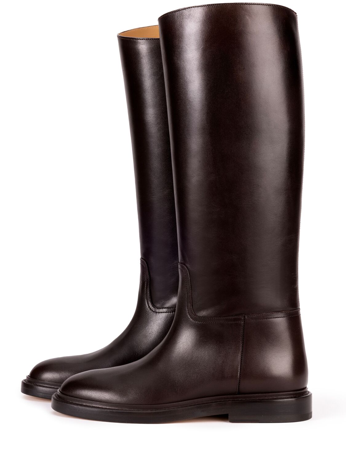 Legres 20mm Leather Riding Boots In Dark Brown