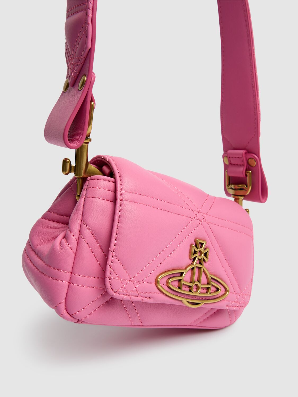 Shop Vivienne Westwood Small Hazel Quilted Napa Leather Bag In Pink